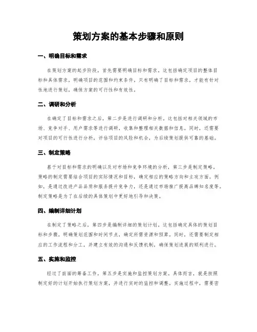 策划方案的基本步骤和原则