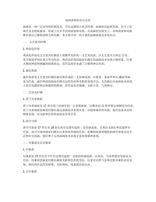 油画派别知识点总结