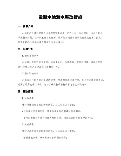 最新水池漏水整改措施