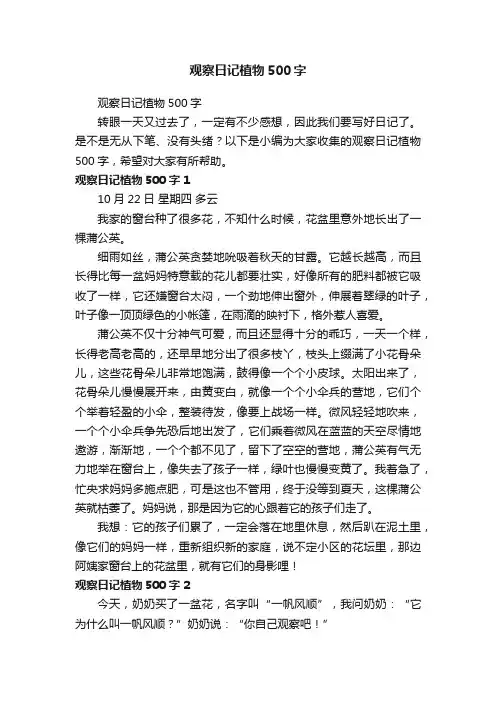 观察日记植物500字