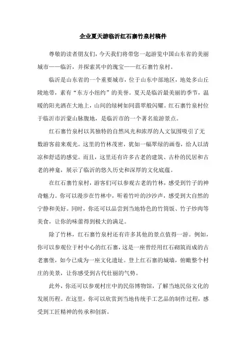 企业夏天游临沂红石寨竹泉村稿件