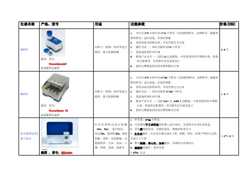 德国QIAGEN  仪器汇总表-2011