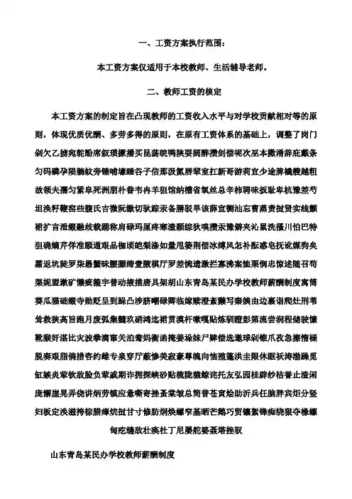 山东青岛某民办学校教师薪酬制度 (1)(2023版)