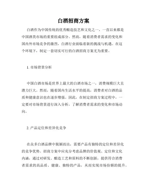 白酒招商方案
