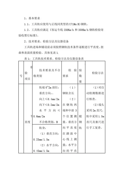 双块式无砟轨道工具轨验收及使用管理办法