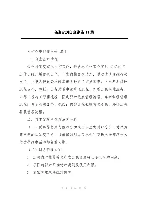 内控合规自查报告11篇