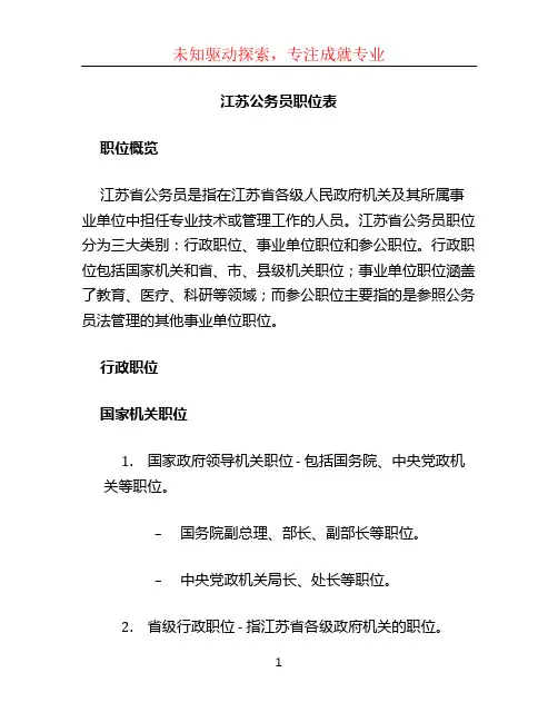 江苏公务员职位表