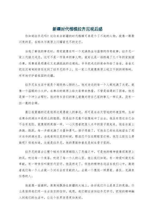 新疆时代楷模拉齐尼观后感