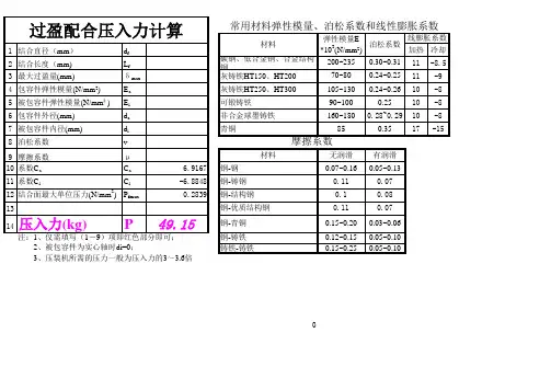 过盈配合压入力计算