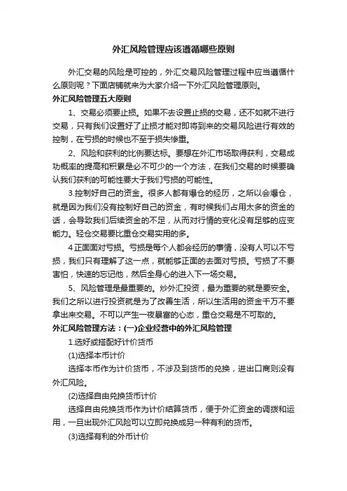 外汇风险管理应该遵循哪些原则