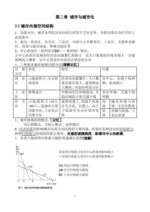 高一地理必修二第二章 城市与城市化知识点