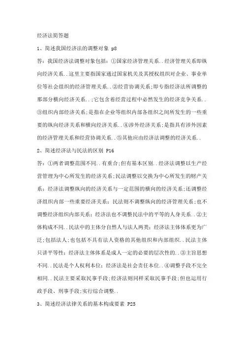 经济法简答题