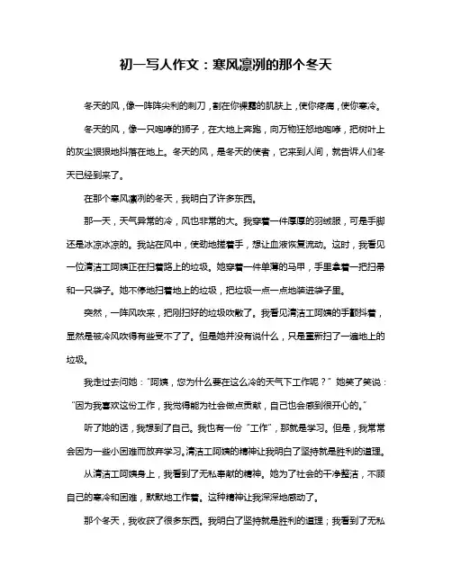 初一写人作文：寒风凛冽的那个冬天