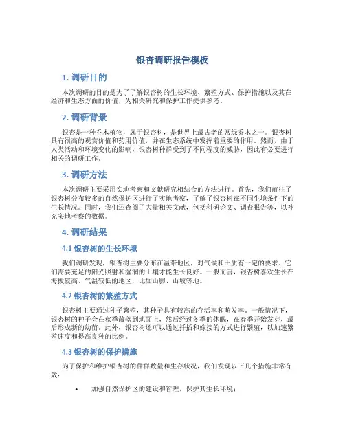 银杏调研报告模板