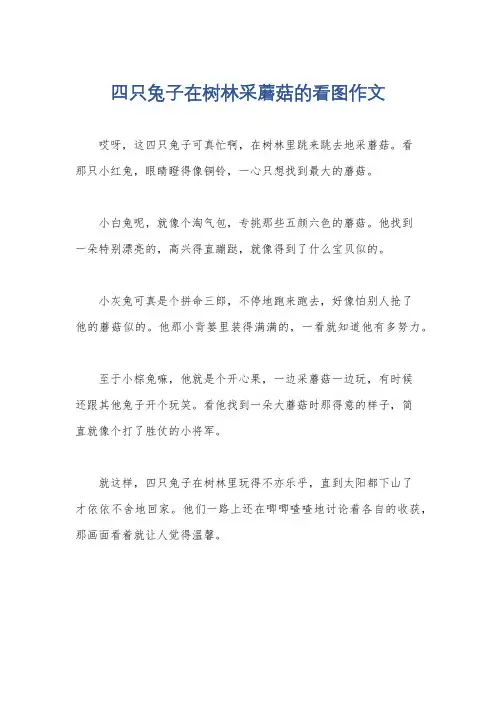 四只兔子在树林采蘑菇的看图作文