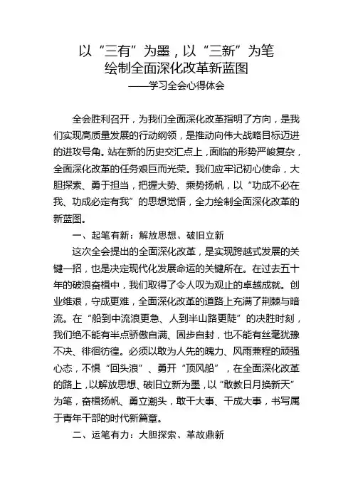 以“三有”为墨,以“三新”为笔绘制全面深化改革新蓝图