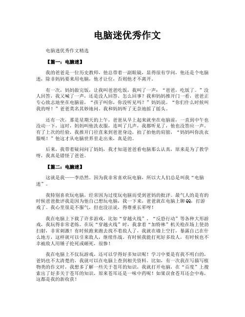电脑迷优秀作文