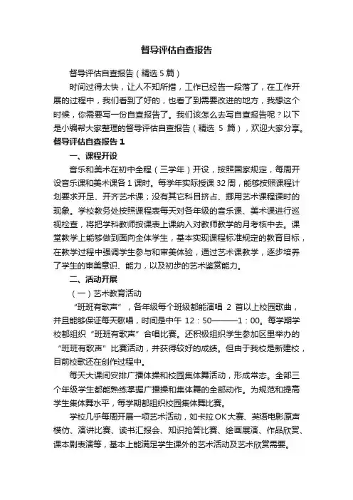 督导评估自查报告（精选5篇）