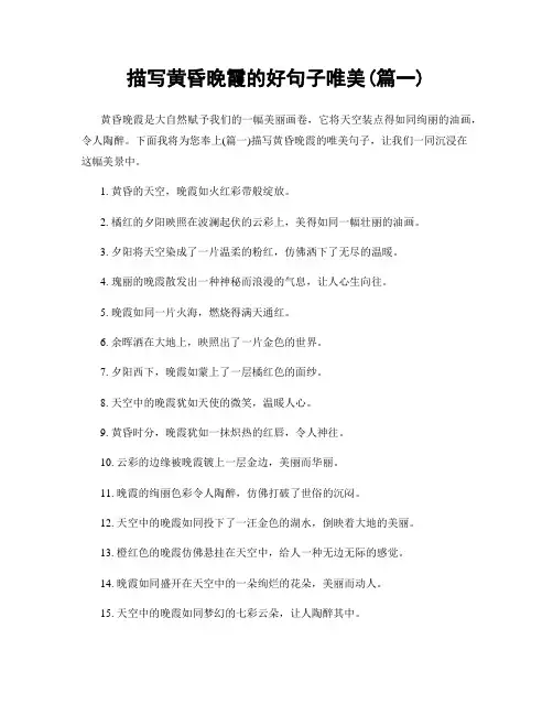 描写黄昏晚霞的好句子唯美(精选2篇)