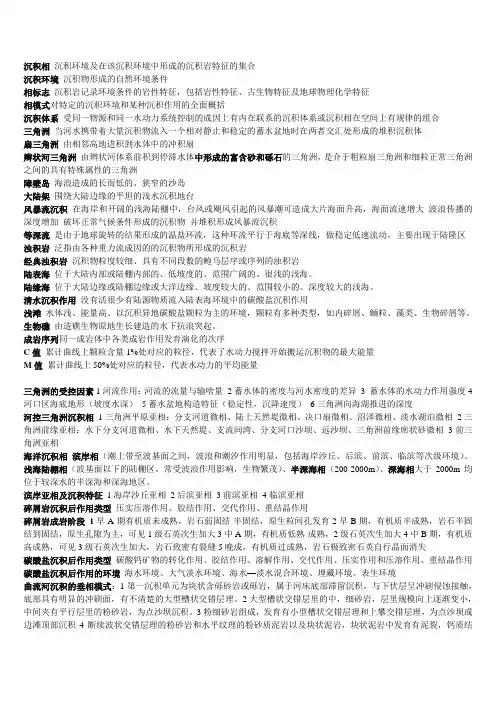 沉积相复习考试资料