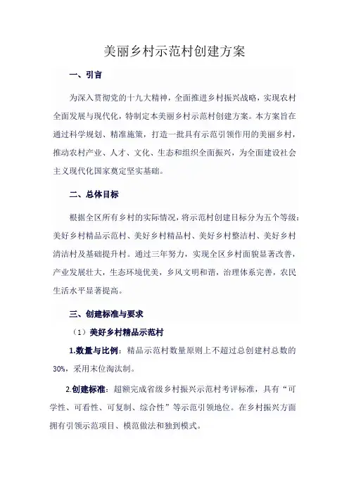 美丽乡村示范村创建方案