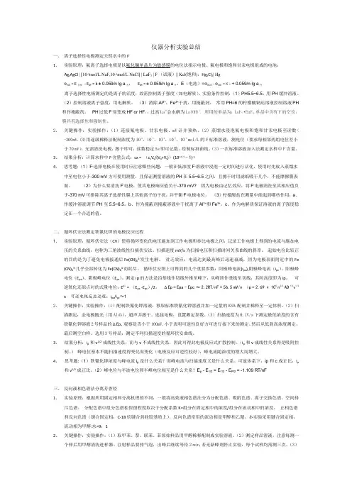 武汉大学仪器分析实验总结