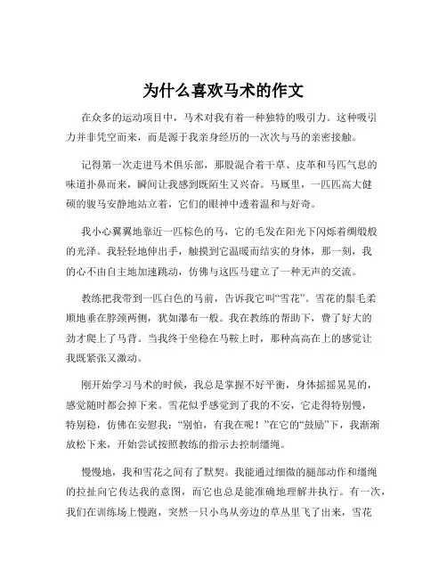 为什么喜欢马术的作文