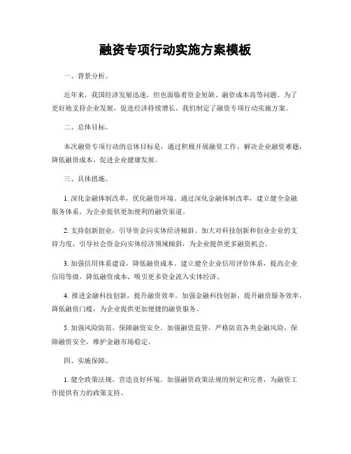 融资专项行动实施方案模板