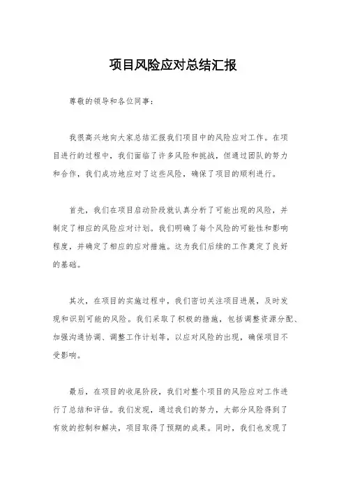 项目风险应对总结汇报