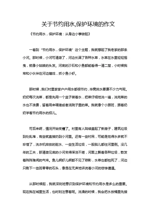 关于节约用水,保护环境的作文