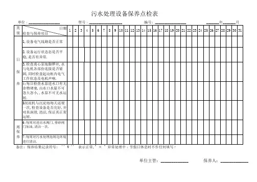 污水处理设备保养点检表
