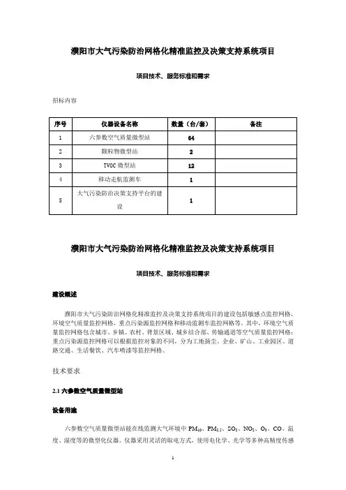 濮阳大气污染防治网格化精准监控和决策支持系统项目