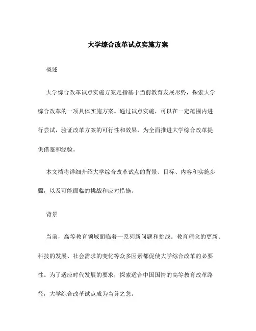 大学综合改革试点实施方案