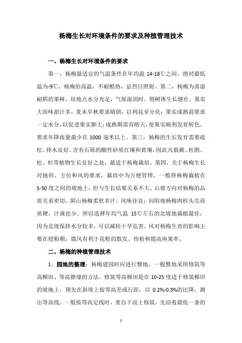 杨梅生长对环境条件的要求及种植管理技术