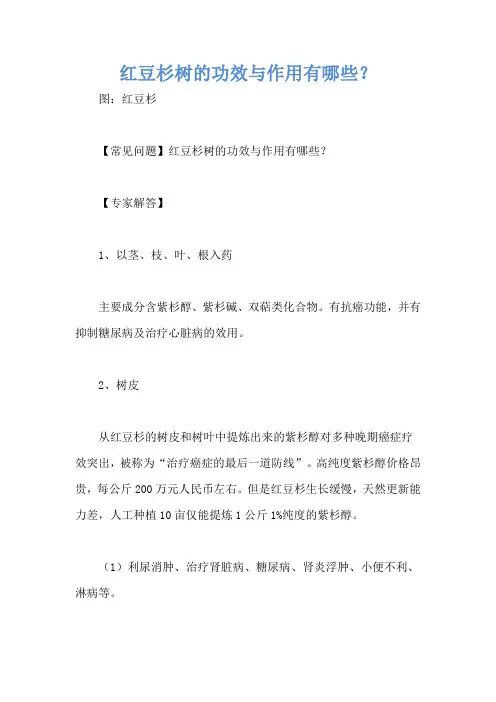 红豆杉树的功效与作用有哪些？