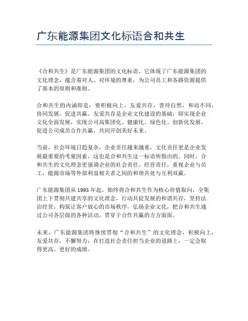 广东能源集团文化标语合和共生