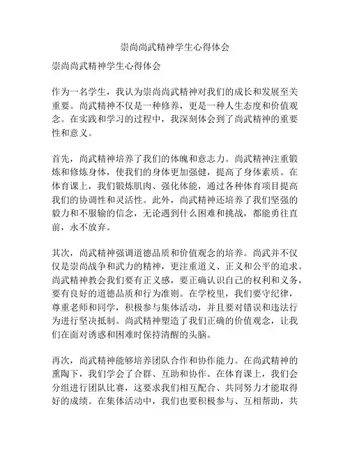 崇尚尚武精神学生心得体会