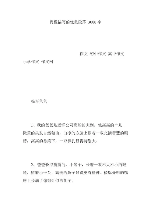肖像描写的优美段落_3000字