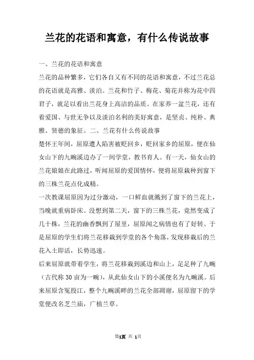 兰花的花语和寓意,有什么传说故事 