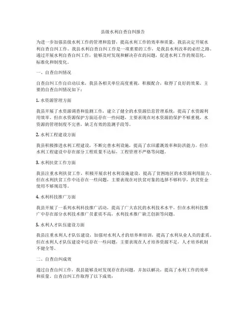 县级水利自查自纠报告