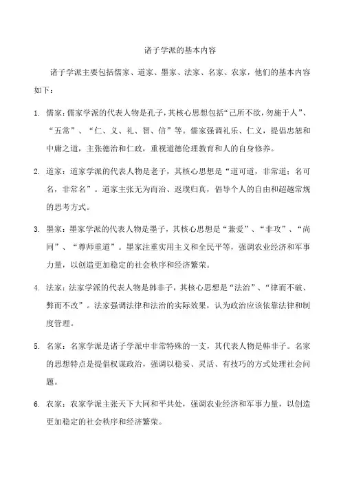 诸子学派的基本内容