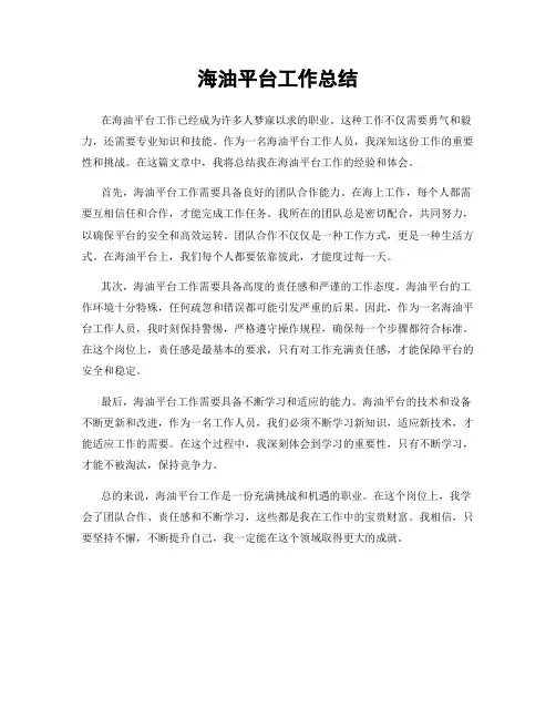 海油平台工作总结