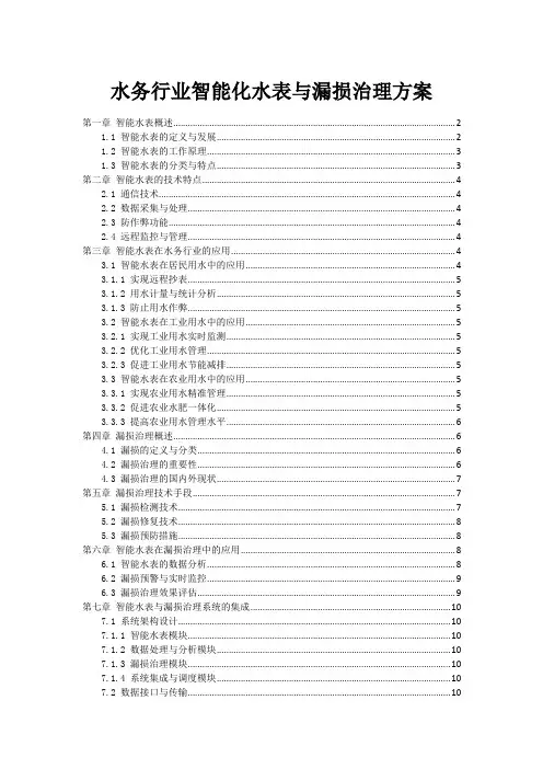 水务行业智能化水表与漏损治理方案