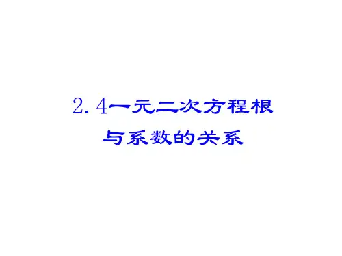 浙教版八年级数学下册课件：2.4 一元二次方程根与系数的关系 (共23张PPT)