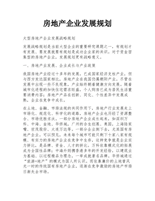 房地产企业发展规划