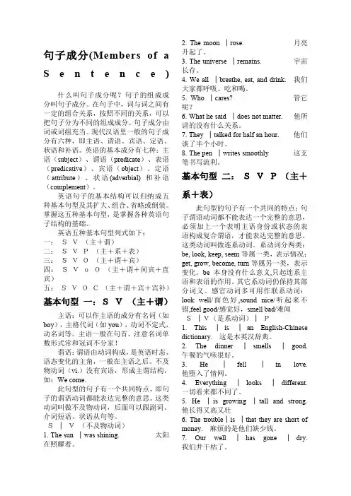 英语句子成分的划分及练习