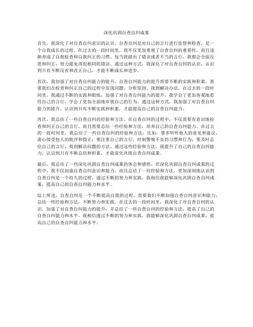 深化巩固自查自纠成果
