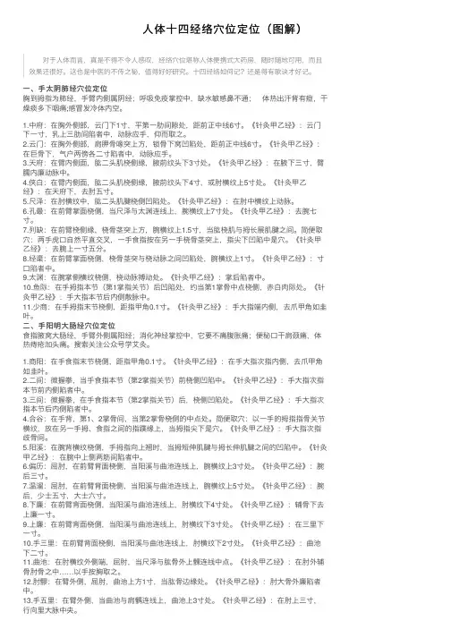 人体十四经络穴位定位（图解）