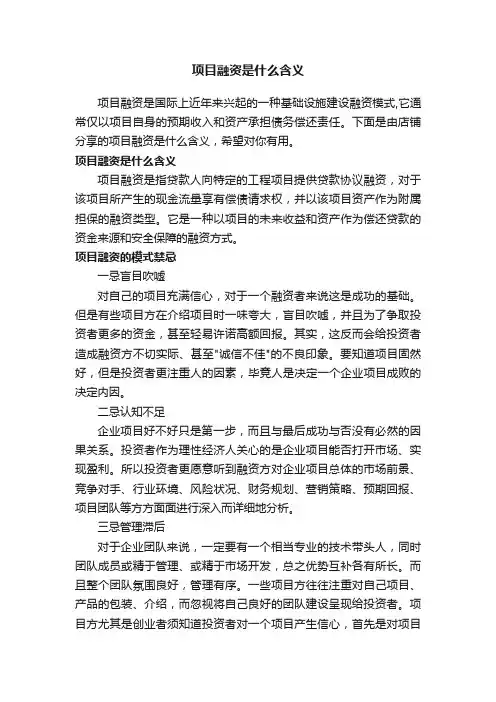 项目融资是什么含义