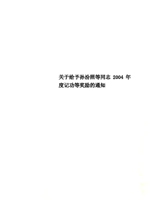 关于给予孙汾照等同志2004年度记功等奖励的通知